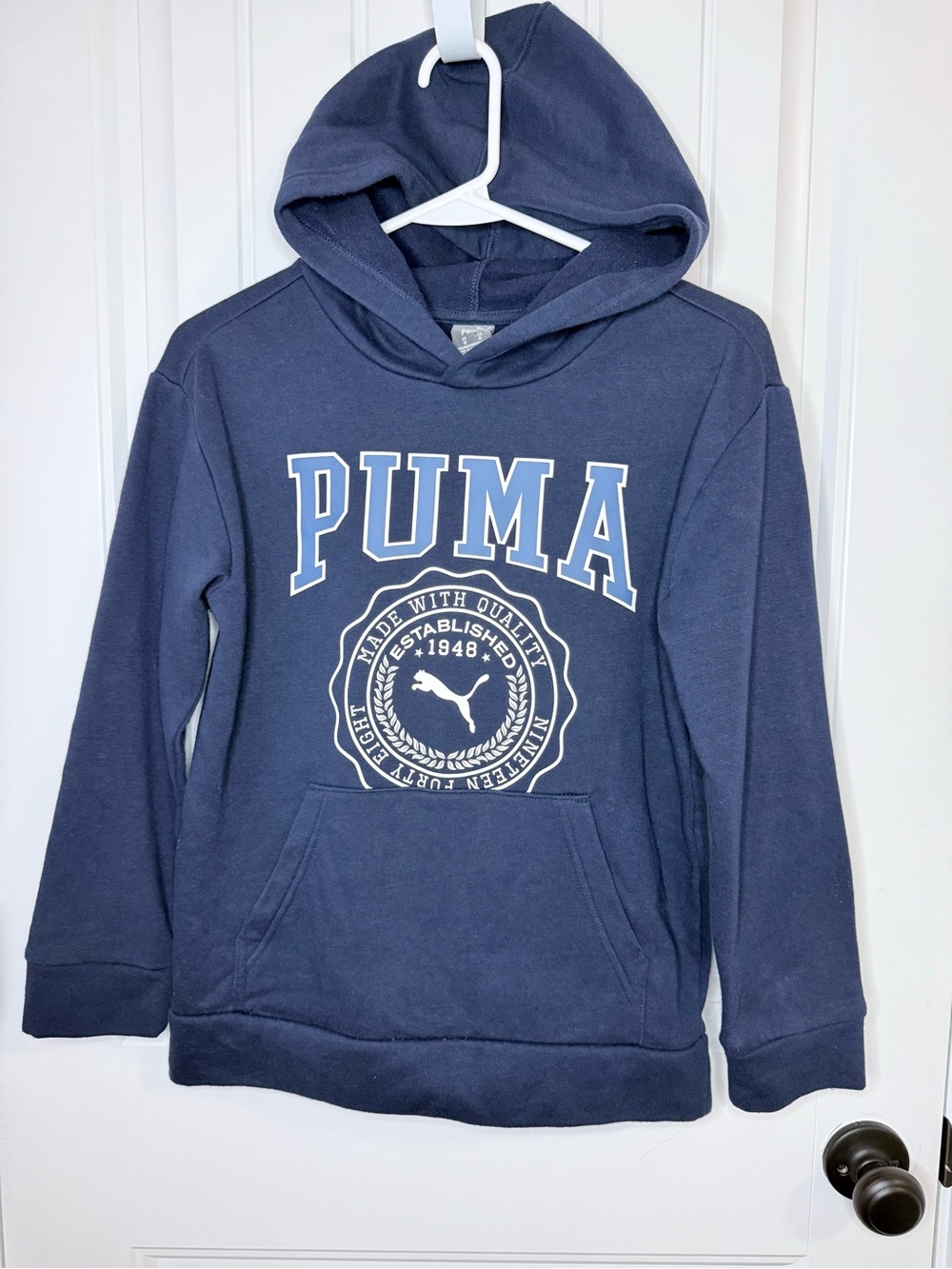 Puma Navy Blue Pullover Hoodie with Front Logo